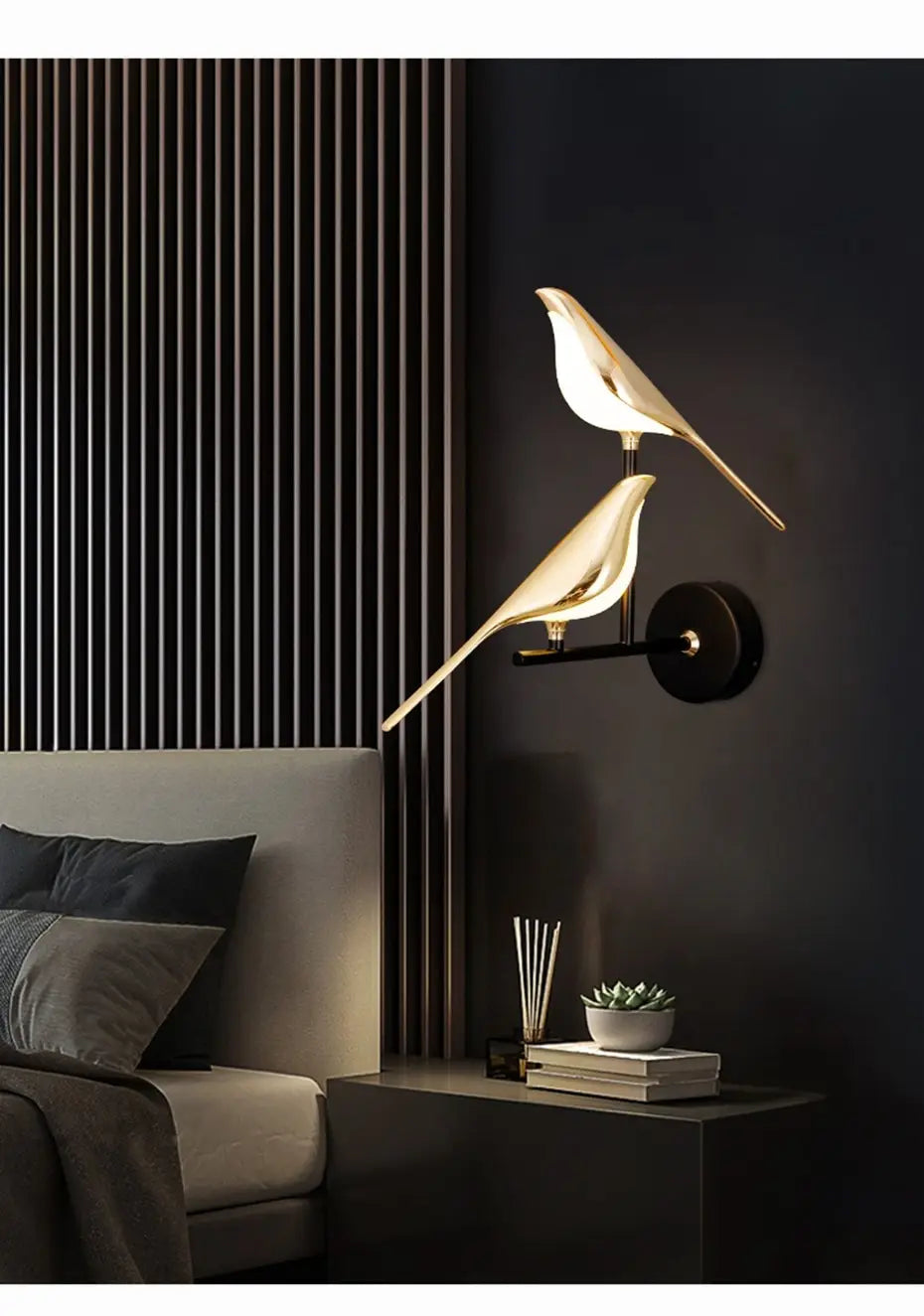 Nordic Art Deco LED Swan Wall Lamp for Bedroom Bedside wall