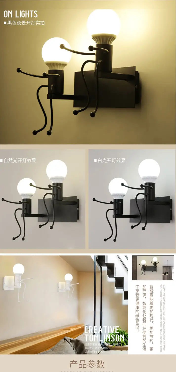 Modern Creative Minimalism Metal Robot Ants Lamps for Kids