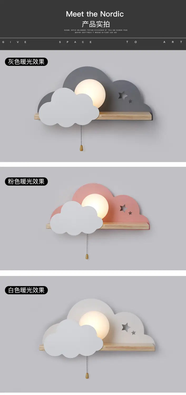Nordic Macaron LED Cloud Glass Wall Lamps for Children Room