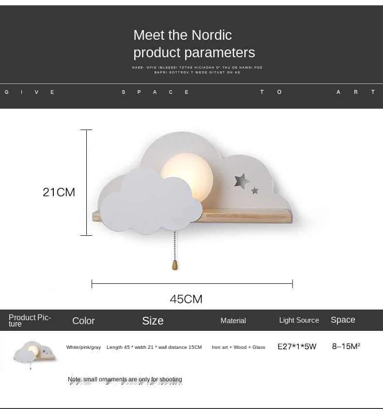 Nordic Macaron LED Cloud Glass Wall Lamps for Children Room
