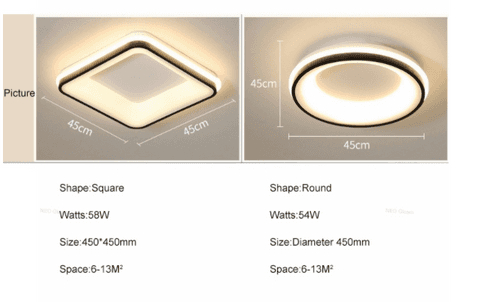 Black+White Finished Modern Led Ceiling Lights For Bedroom