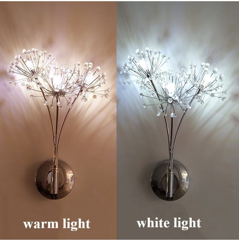 Nordic Creative Crystal Flower Dandelion Wall Lamps for