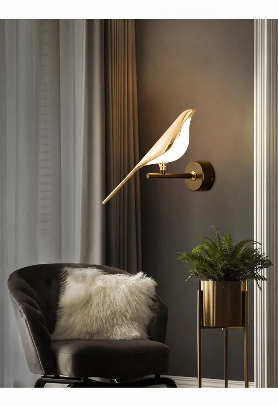 Nordic Art Deco LED Swan Wall Lamp for Bedroom Bedside wall