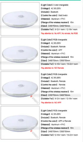 LED Ceiling Light Bluetooth and Music with colourful