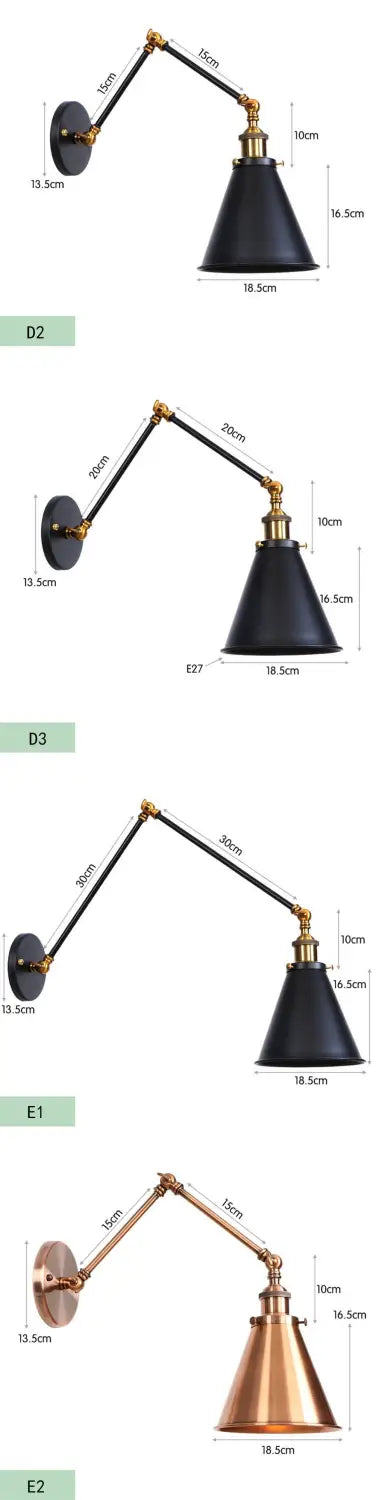 Antique Adjustable Wall Lamp Sconce Black Copper