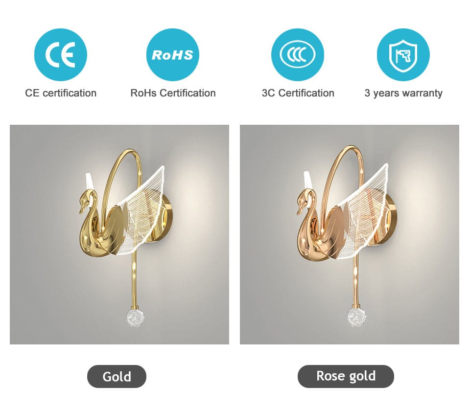 Nordic Art Deco LED Swan Wall Lamp for Bedroom Bedside wall