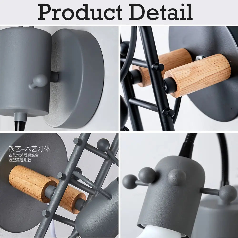 Modern Creative Minimalism Metal Robot Ants Lamps for Kids