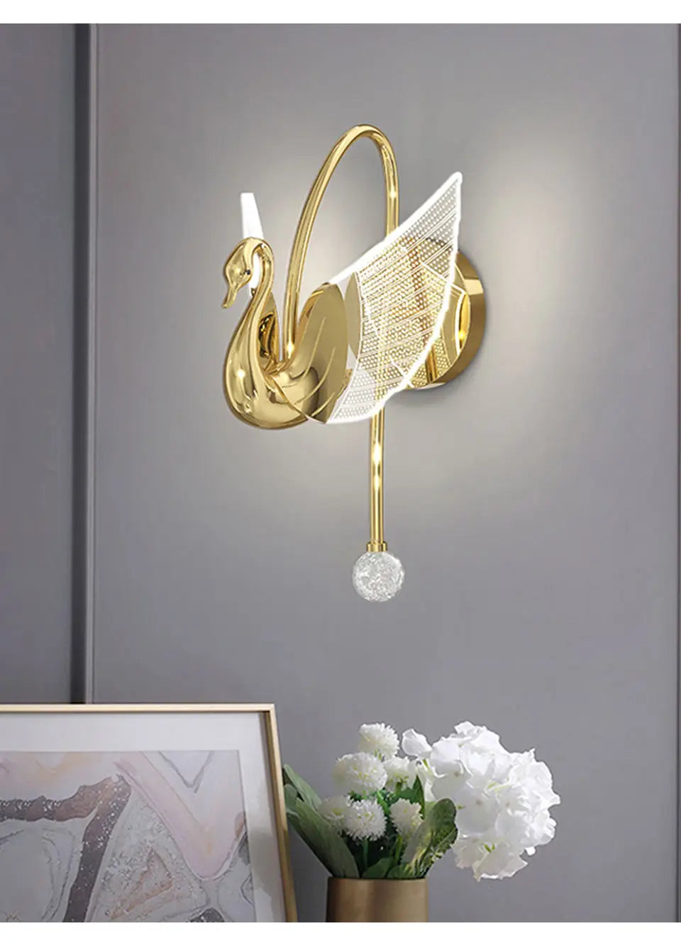 Nordic Art Deco LED Swan Wall Lamp for Bedroom Bedside wall
