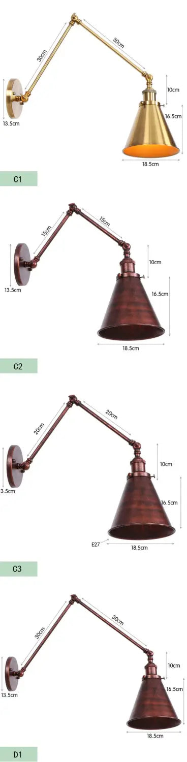 Antique Adjustable Wall Lamp Sconce Black Copper