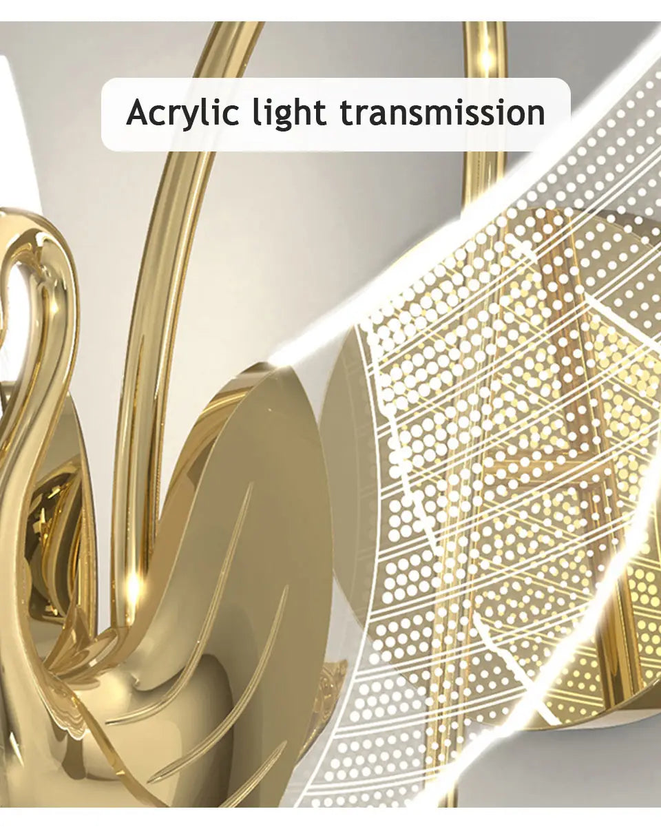 Nordic Art Deco LED Swan Wall Lamp for Bedroom Bedside wall