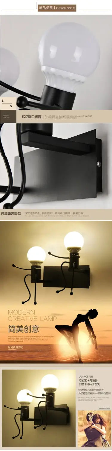 Modern Creative Minimalism Metal Robot Ants Lamps for Kids