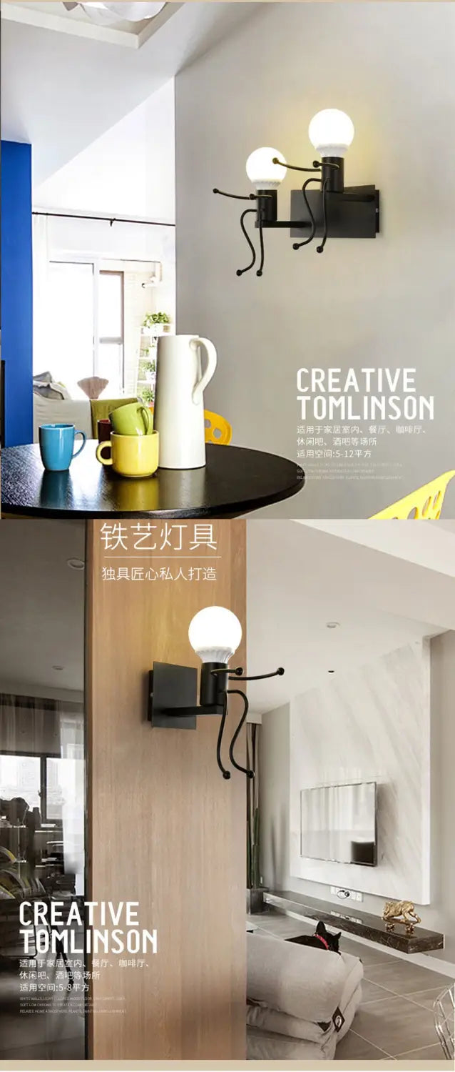 Modern Creative Minimalism Metal Robot Ants Lamps for Kids