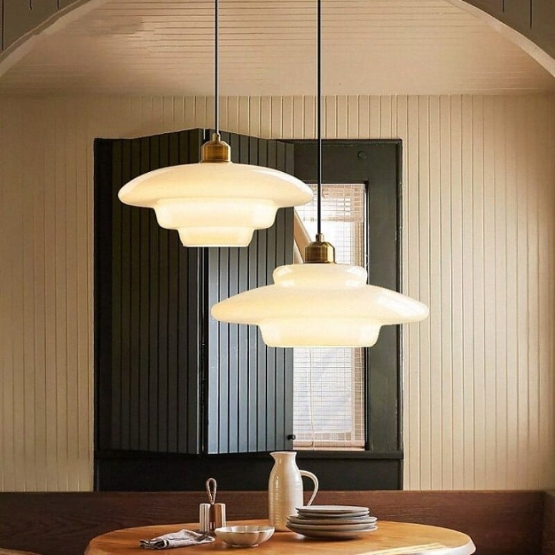 Art Deco Opal Glass Pendant Light S45