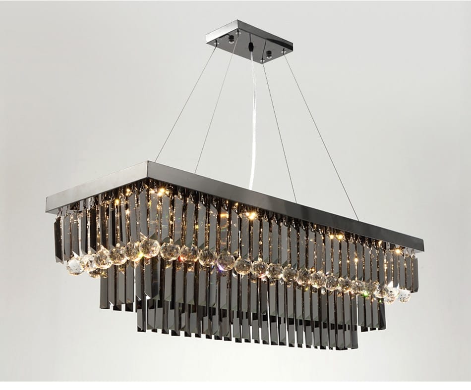Lamis - Modern Black Rectangle Crystal Chandelier