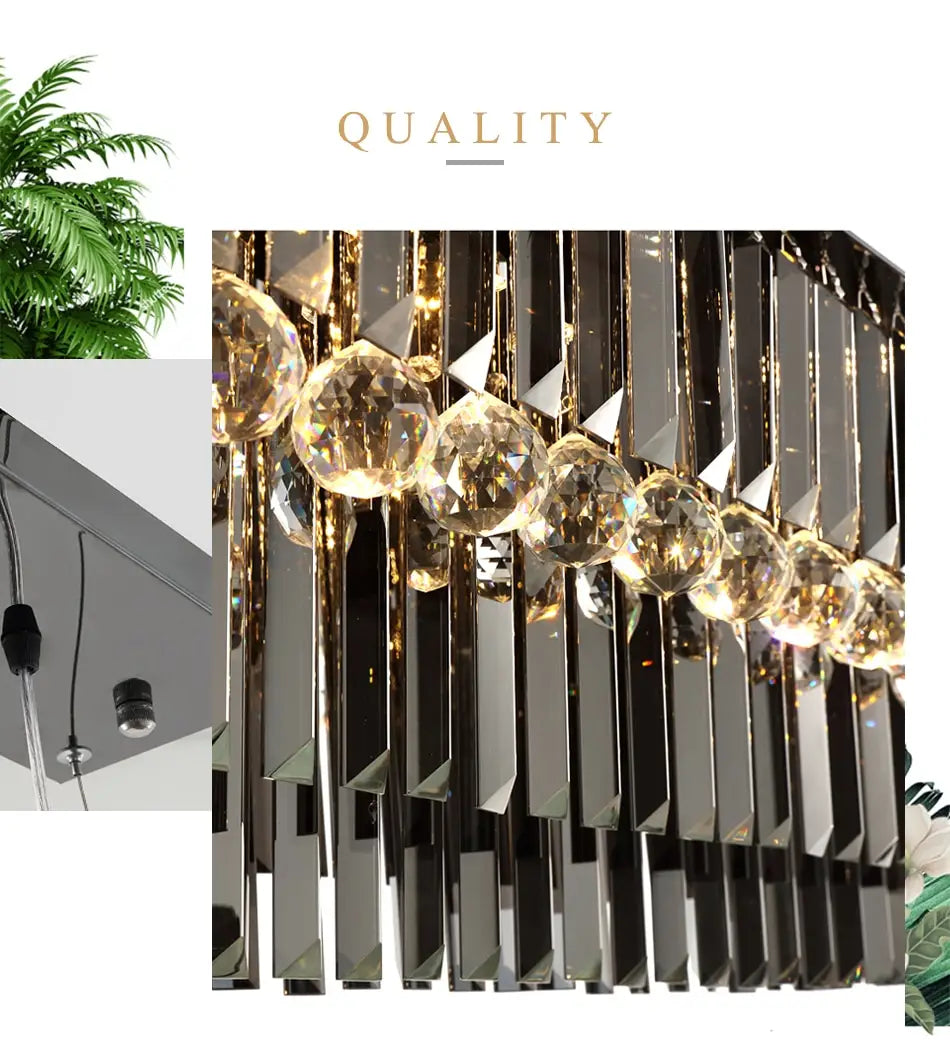 Lamis - Modern Black Rectangle Crystal Chandelier