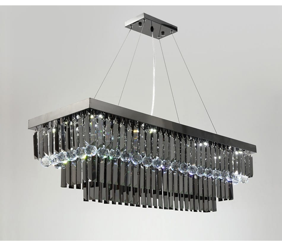Lamis - Modern Black Rectangle Crystal Chandelier