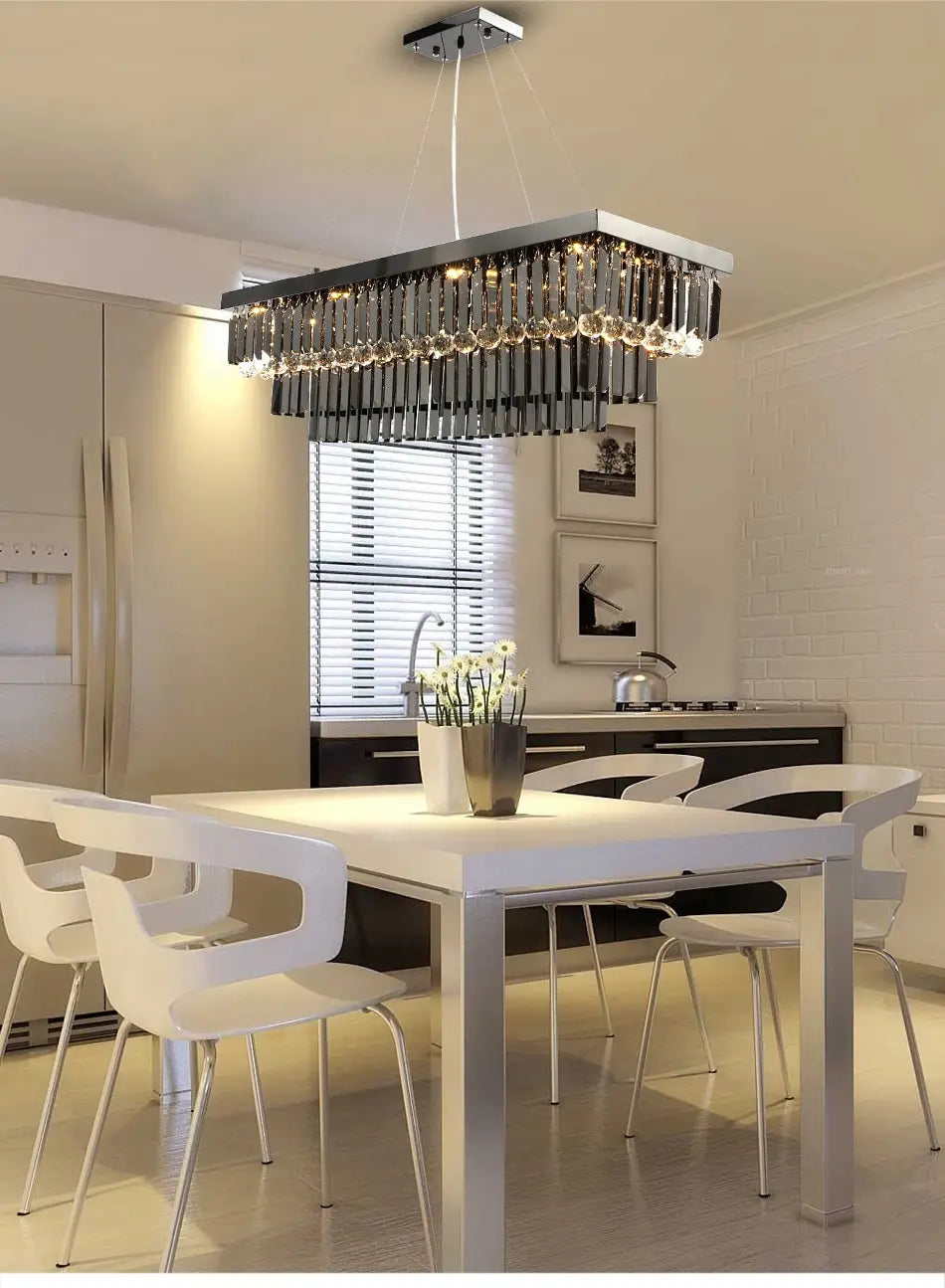 Lamis - Modern Black Rectangle Crystal Chandelier