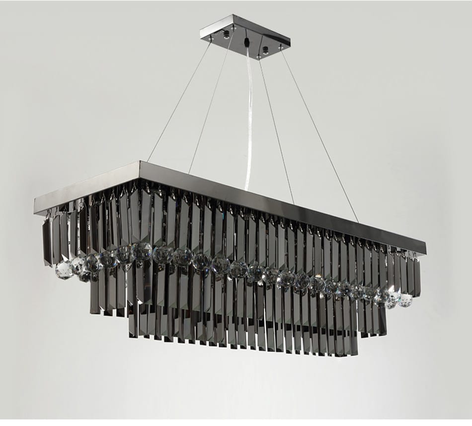 Lamis - Modern Black Rectangle Crystal Chandelier