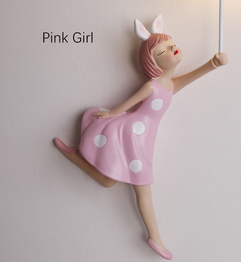 Pink Girl Wall Lamp for Princess Room Girls Room