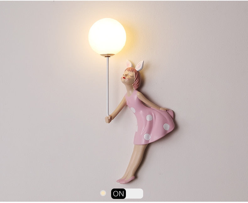 Pink Girl Wall Lamp for Princess Room Girls Room