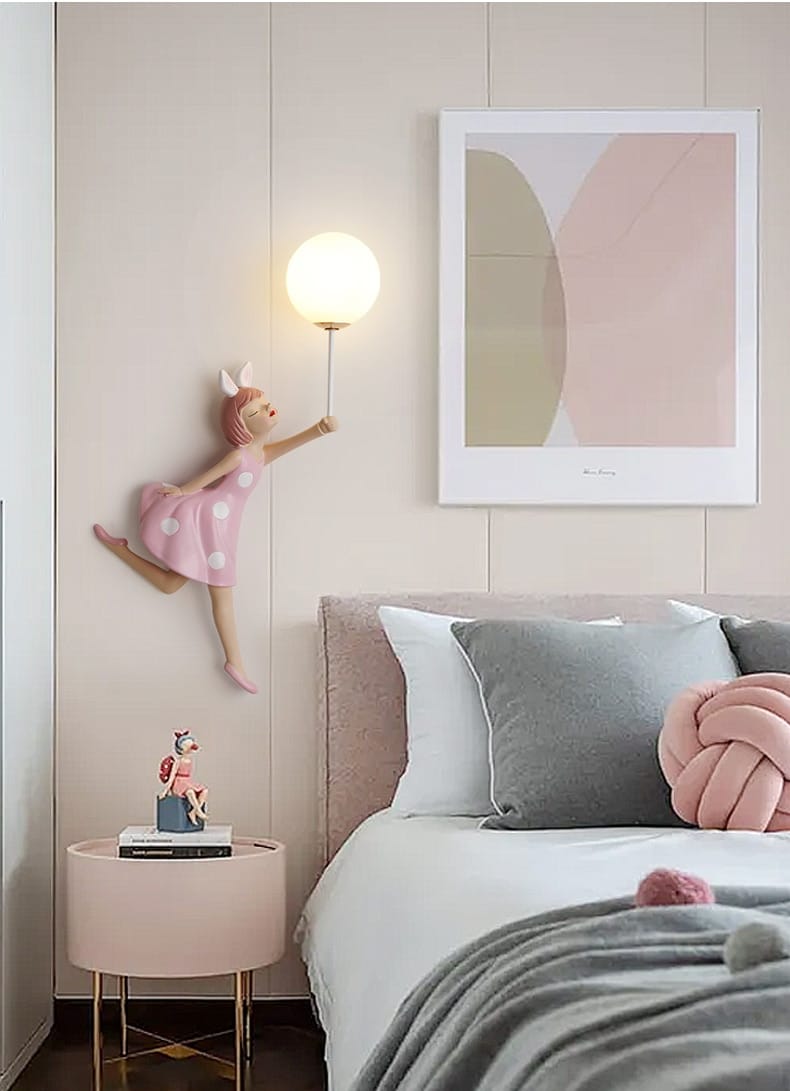 Pink Girl Wall Lamp for Princess Room Girls Room