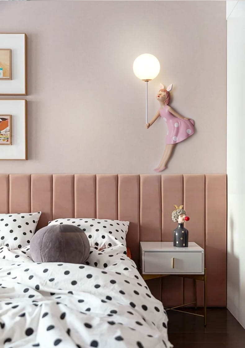 Pink Girl Wall Lamp for Princess Room Girls Room