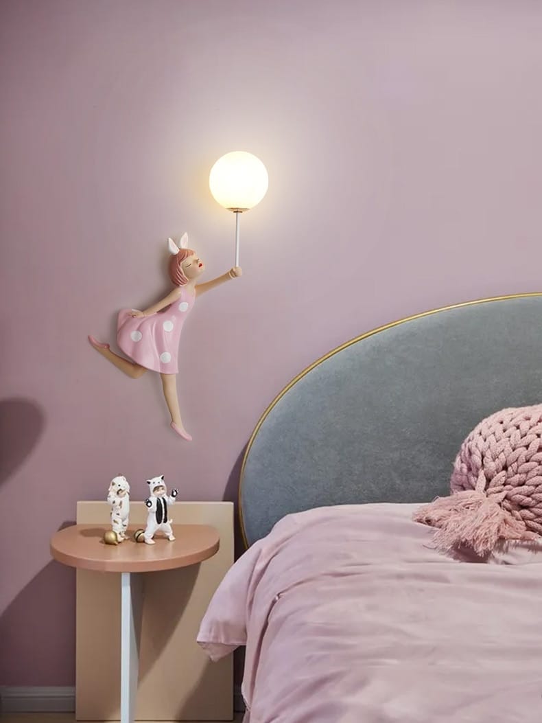 Pink Girl Wall Lamp for Princess Room Girls Room