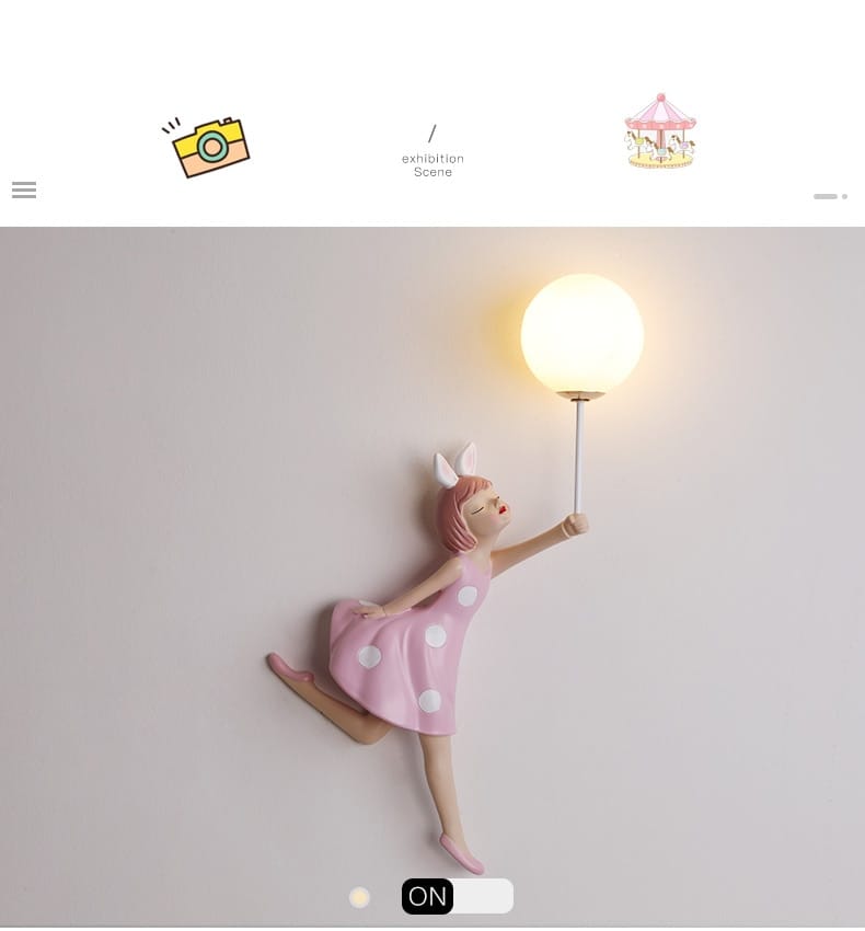 Pink Girl Wall Lamp for Princess Room Girls Room