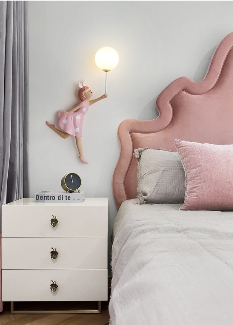 Pink Girl Wall Lamp for Princess Room Girls Room