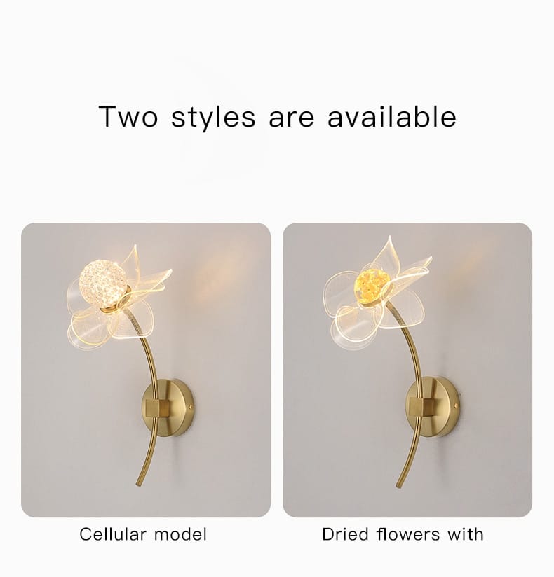 Creative Floral Decorative Gold LED Wall Lamp For Bedroom