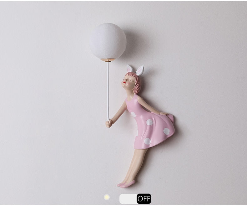Pink Girl Wall Lamp for Princess Room Girls Room