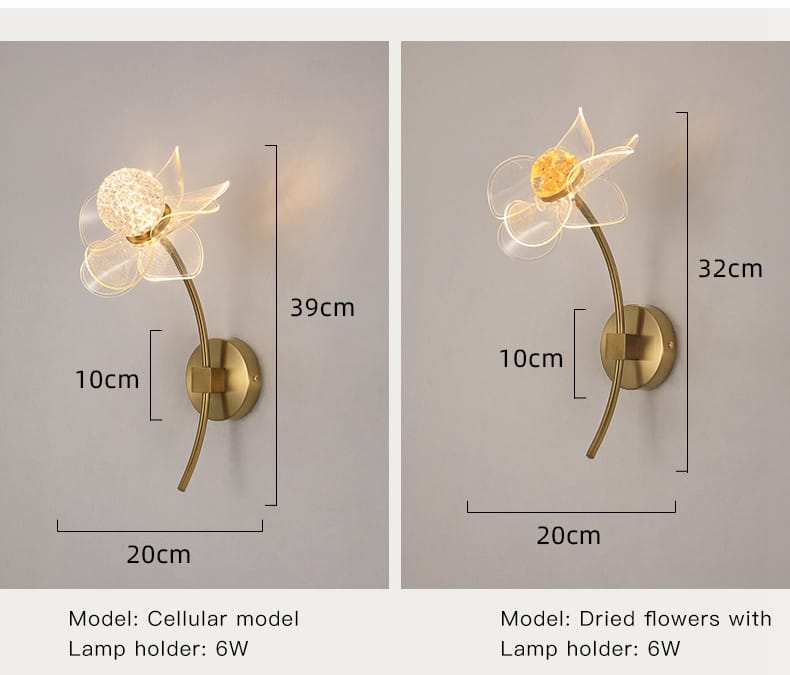 Creative Floral Decorative Gold LED Wall Lamp For Bedroom