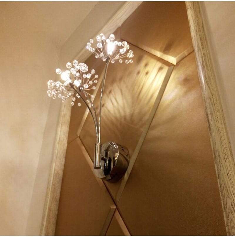 Nordic Creative Crystal Flower Dandelion Wall Lamps for