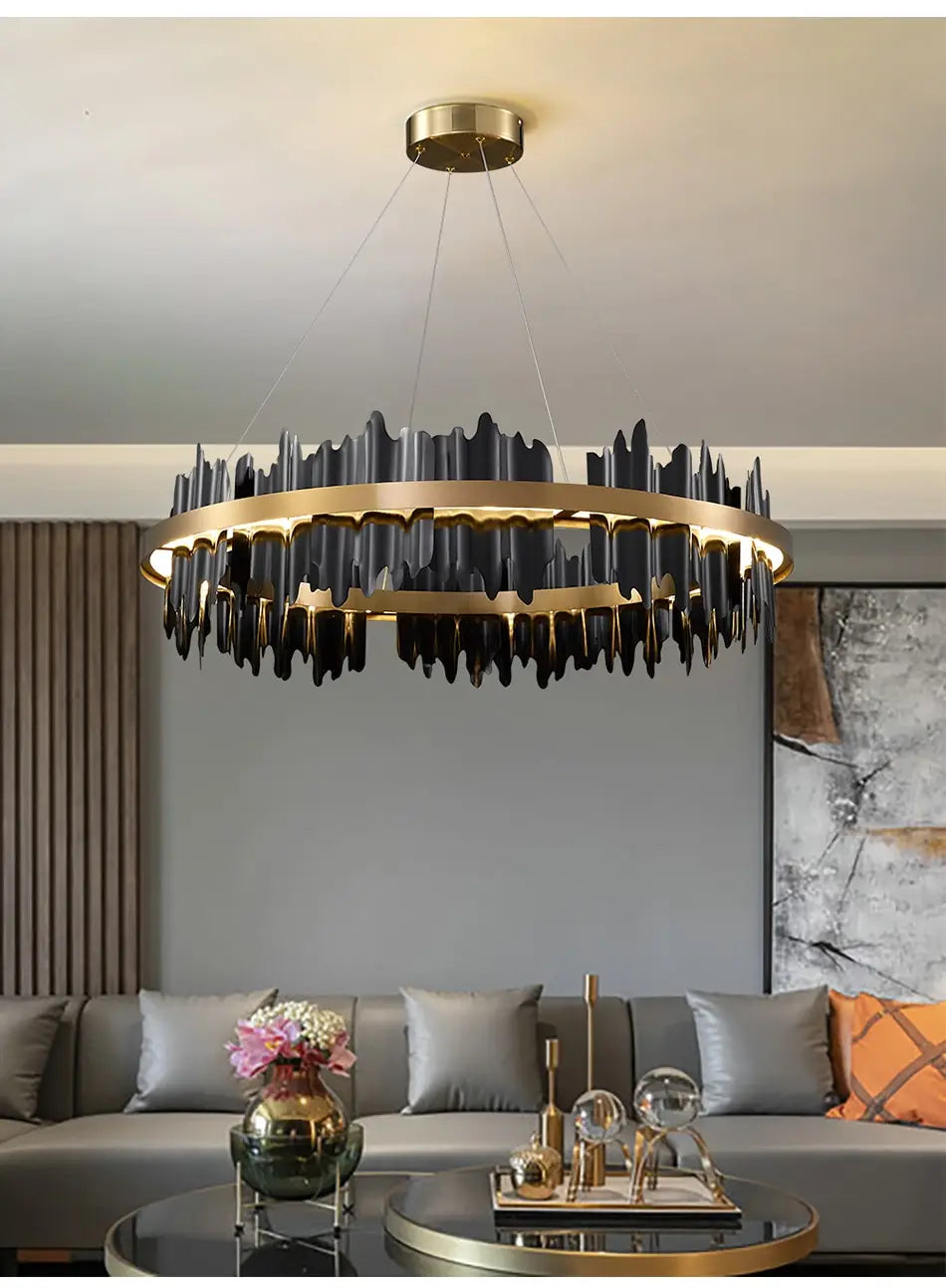 Azalea - Modern Creative Black round LED Chandelier