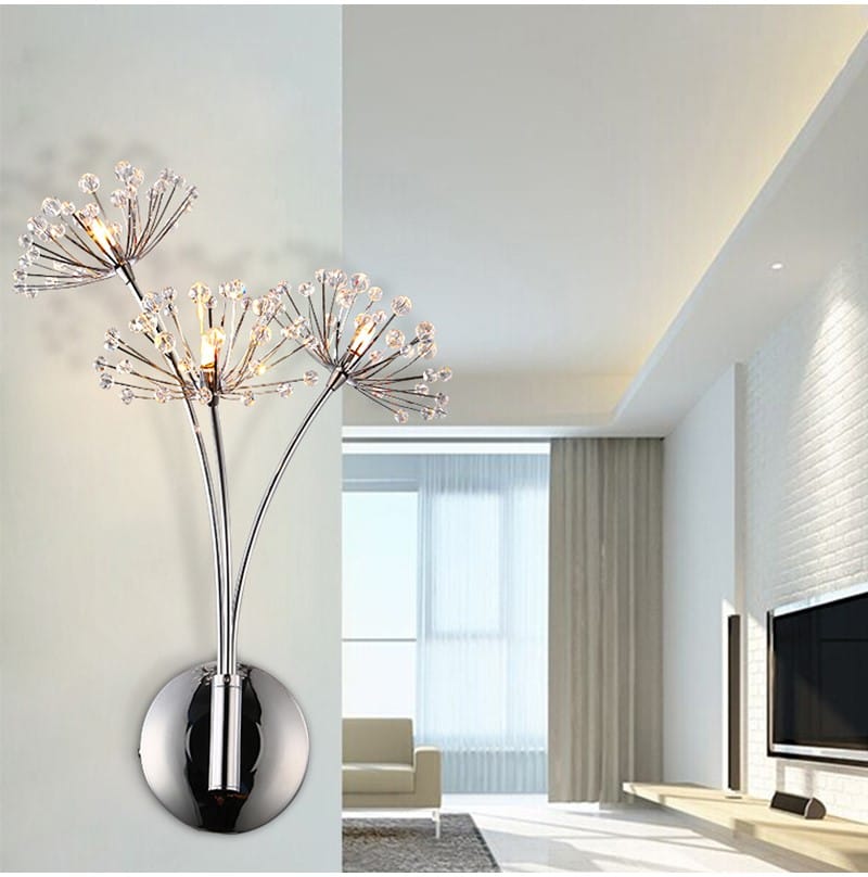 Nordic Creative Crystal Flower Dandelion Wall Lamps for