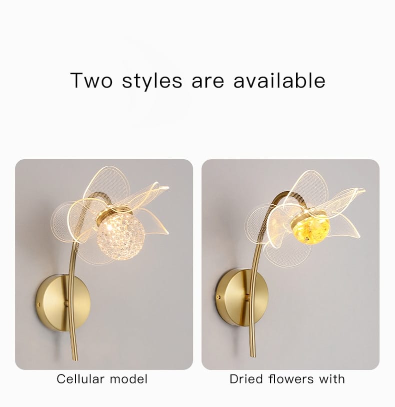 Creative Floral Decorative Gold LED Wall Lamp For Bedroom