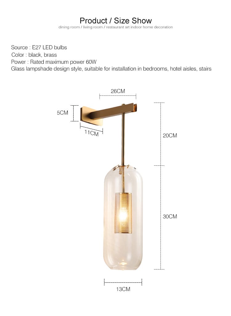 Nordic Modern Decor Glass Lampshade for Bedroom Study Room