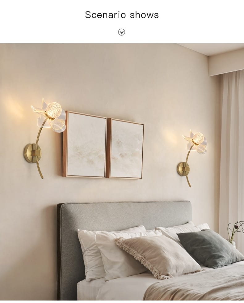 Creative Floral Decorative Gold LED Wall Lamp For Bedroom