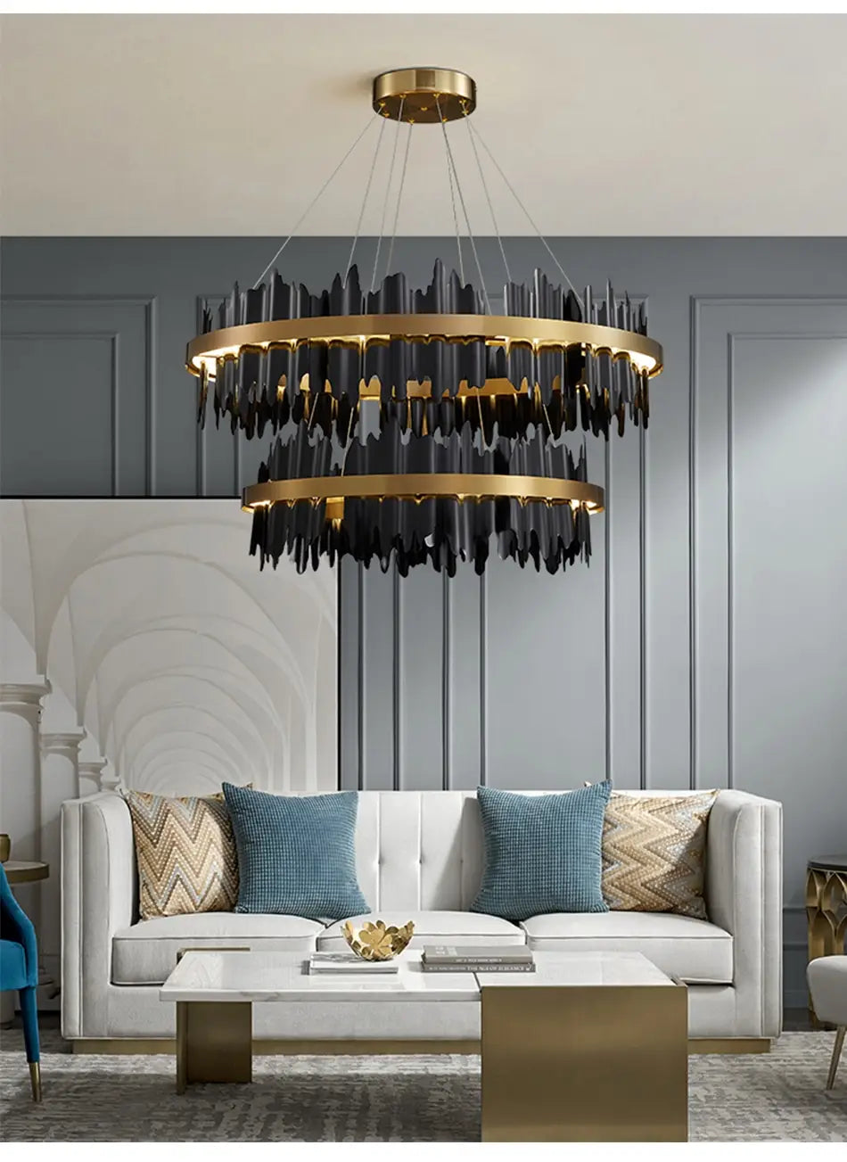 Azalea - Modern Creative Black round LED Chandelier