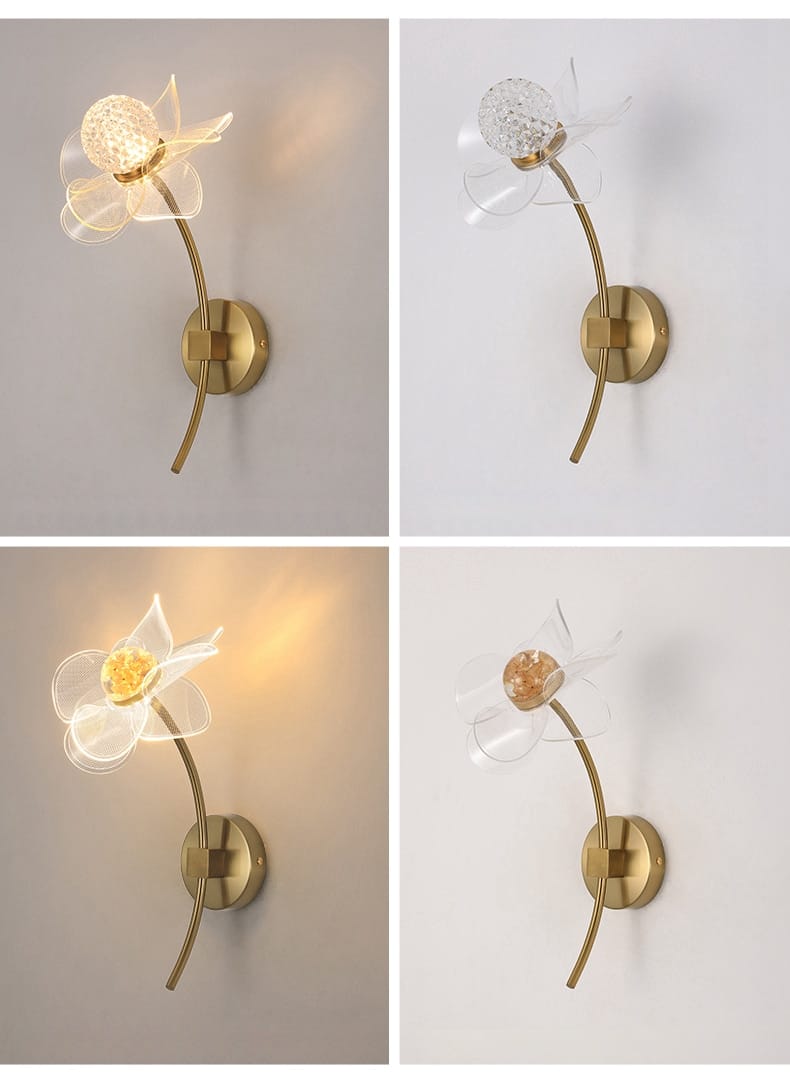 Creative Floral Decorative Gold LED Wall Lamp For Bedroom