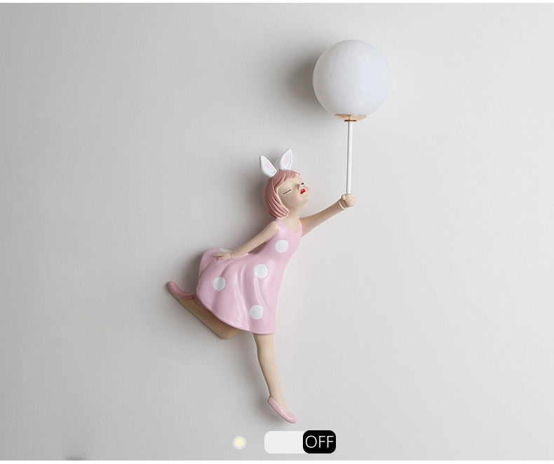 Pink Girl Wall Lamp for Princess Room Girls Room