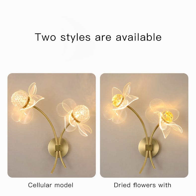 Creative Floral Decorative Gold LED Wall Lamp For Bedroom