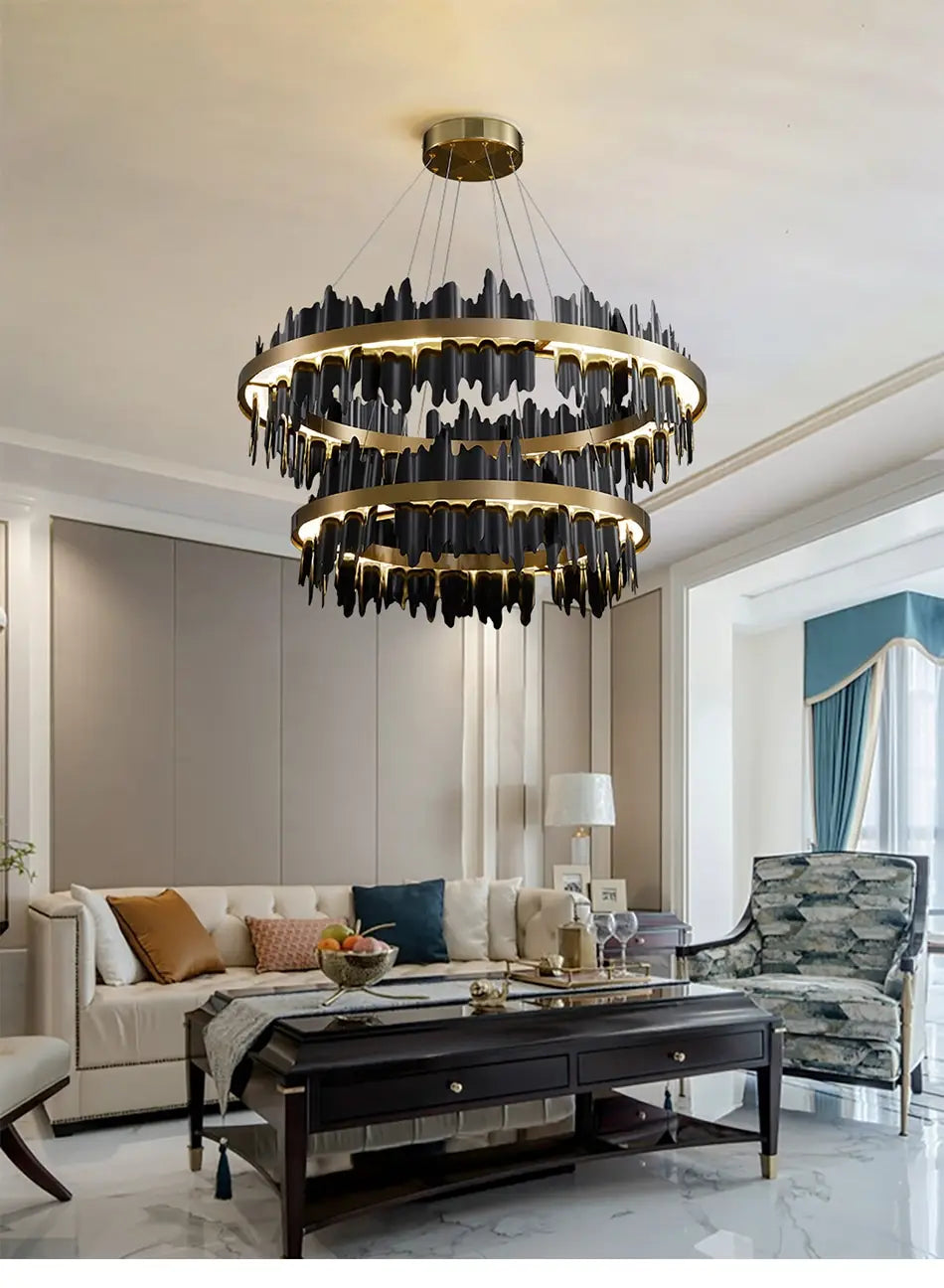 Azalea - Modern Creative Black round LED Chandelier
