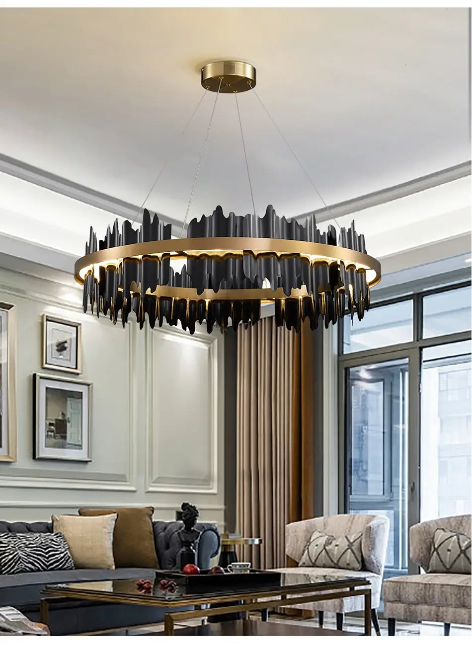 Azalea - Modern Creative Black round LED Chandelier