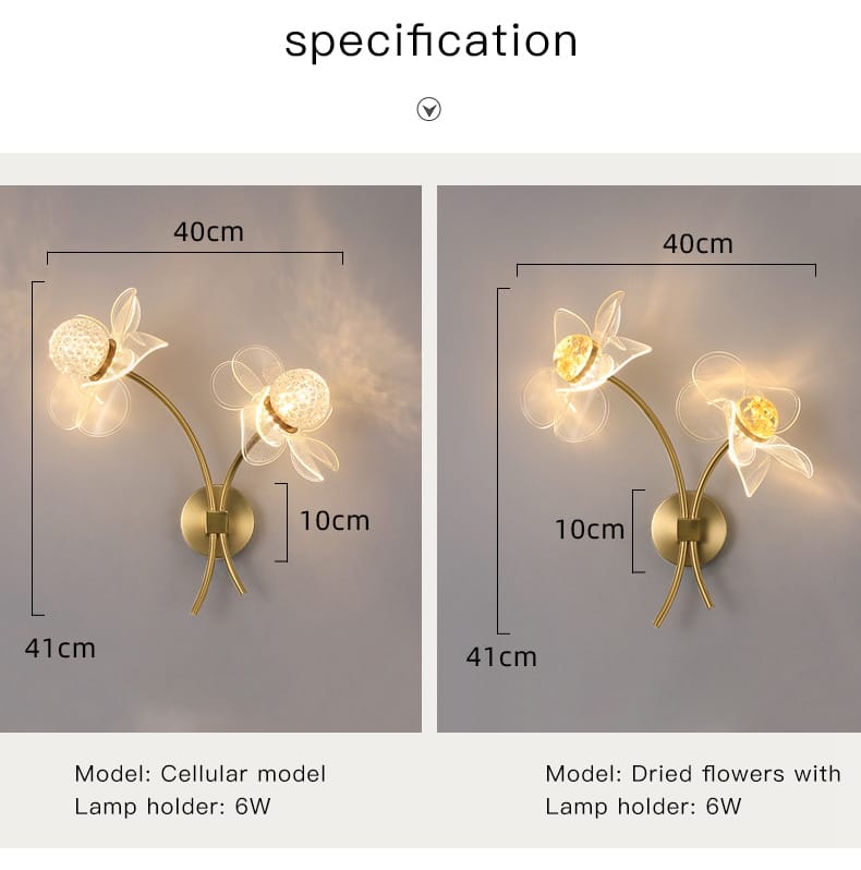 Creative Floral Decorative Gold LED Wall Lamp For Bedroom