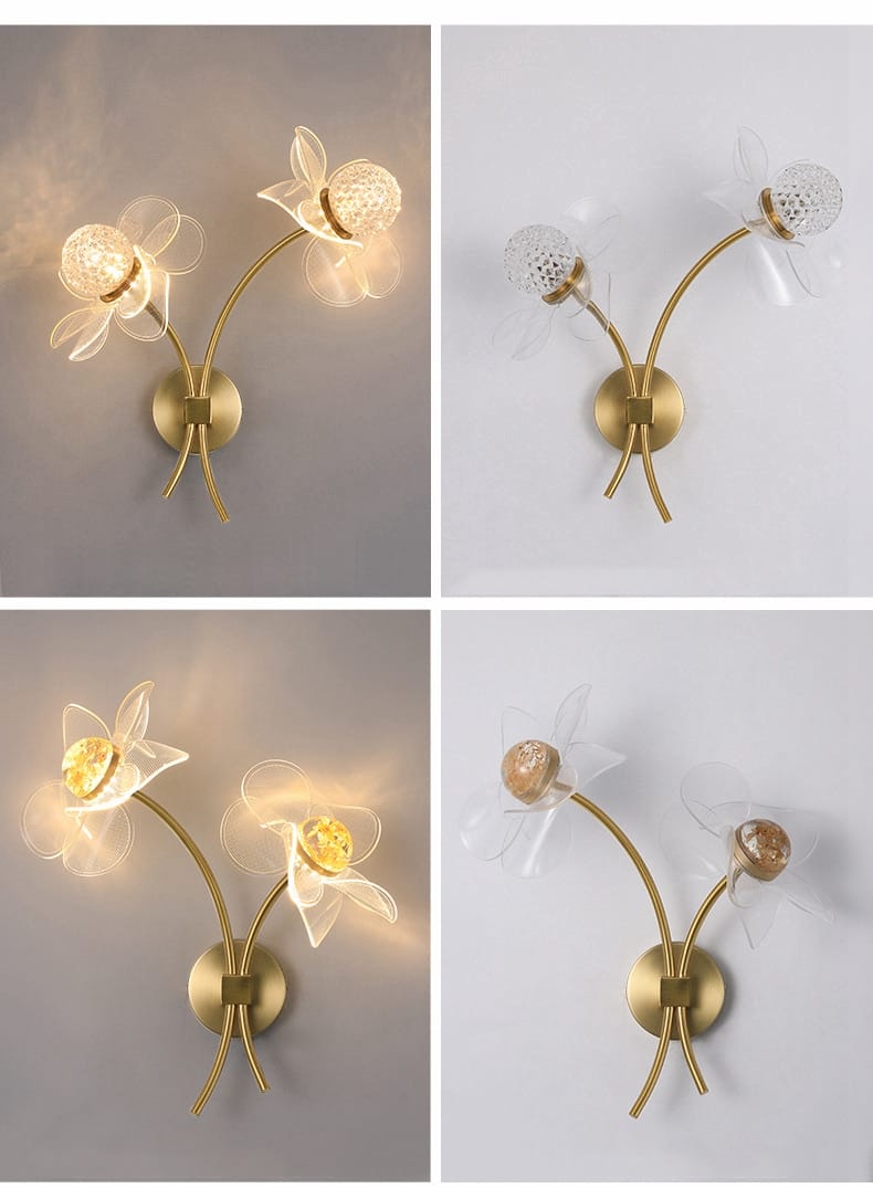 Creative Floral Decorative Gold LED Wall Lamp For Bedroom