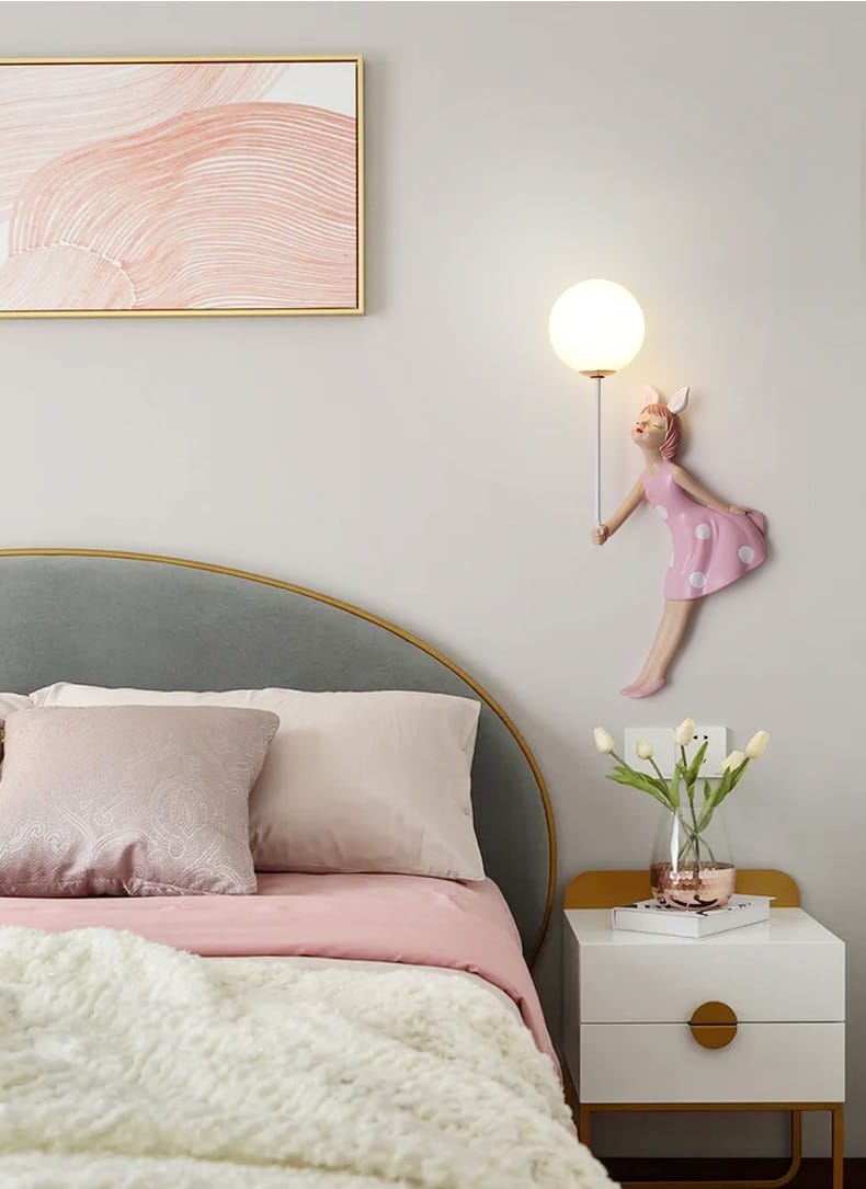 Pink Girl Wall Lamp for Princess Room Girls Room