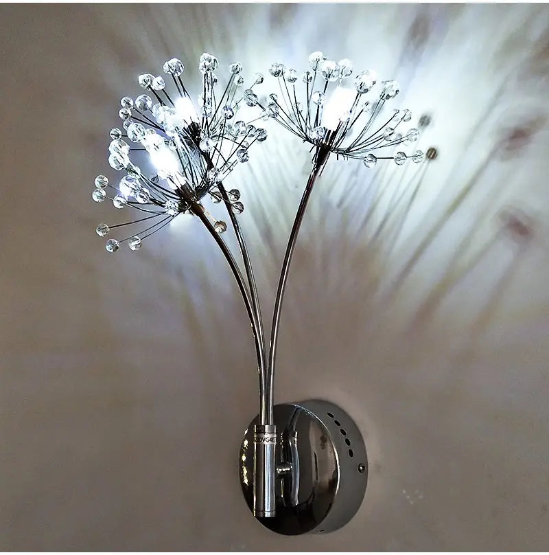 Nordic Creative Crystal Flower Dandelion Wall Lamps for