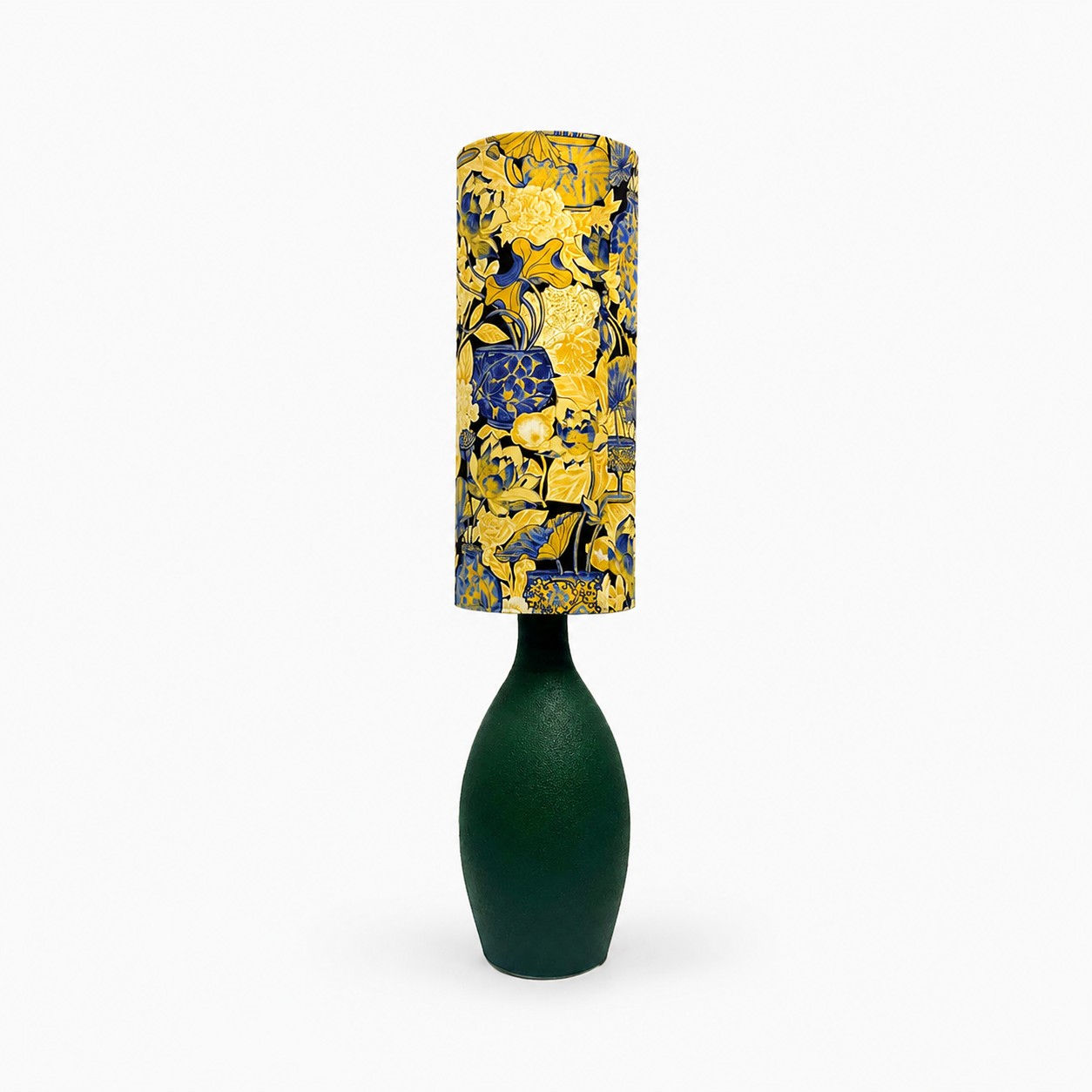 Lámpara de mesa floral amarilla y azul