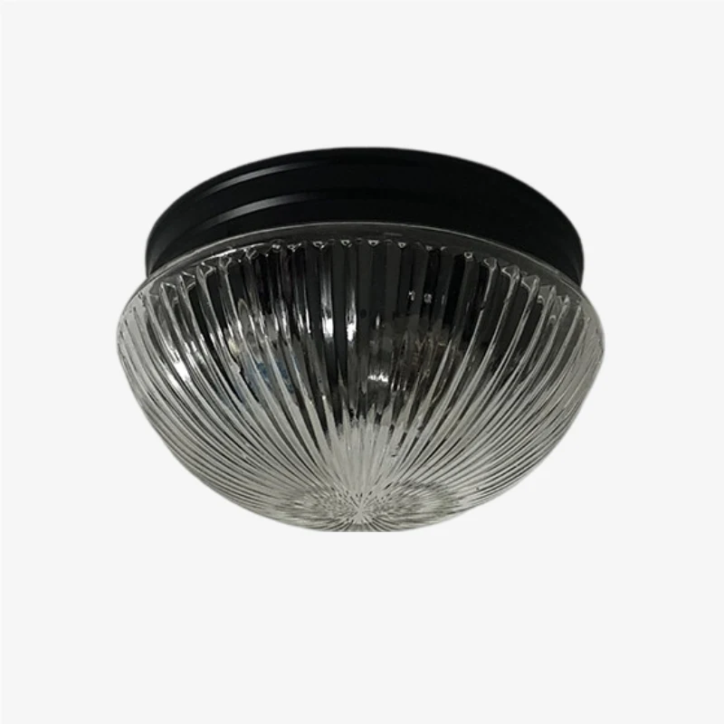 Pantalla de cristal transparente acanalado con dosel de techo negro.